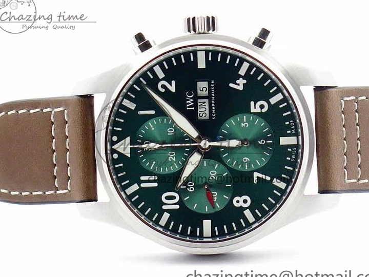 MIROTIME 0414 Pilot Chrono IW377726 ZF 1:1 Best Edition Green Dial on Brown Leather Strap A Trendsetting 7125